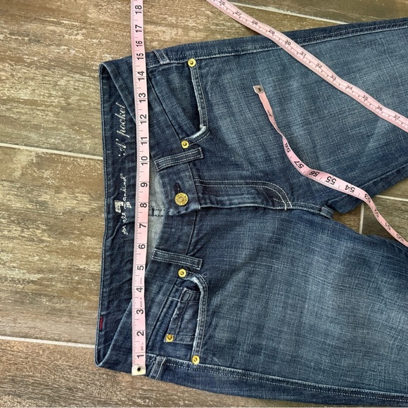 7 For All Mankind Blue Flare Wide Leg Jeans - Picture 7 of 10